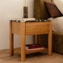 Camille Natural Stone Bedside Table - Black Calacatta Viola Marble / Oak