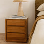 Harvey Natural Stone Bedside Table - Arabescato Carrara Marble / Oak