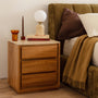 Harvey Natural Stone Bedside Table - Travertine / Oak