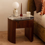 Vittoria Natural Stone Bedside Table - Ocean Storm Marble / Walnut