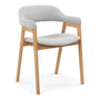 Santino Fabric Dining Arm Chair - Light Grey / Oak