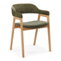 Santino Fabric Dining Arm Chair - Olive Moss / Oak