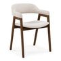 Santino Fabric Dining Arm Chair - Almond Weave / Walnut