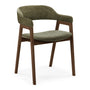 Santino Fabric Dining Arm Chair - Olive Moss / Walnut