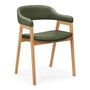 Santino Leather Dining Arm Chair - Olive Green / Oak