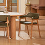 Santino Leather Dining Arm Chair - Olive Green / Oak
