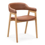 Santino Leather Dining Arm Chair - Tan / Oak