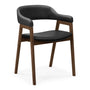Santino Leather Dining Arm Chair - Black / Walnut