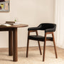 Santino Leather Dining Arm Chair - Black / Walnut