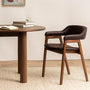 Santino Leather Dining Arm Chair - Chocolate Brown / Walnut