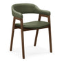 Santino Leather Dining Arm Chair - Olive Green / Walnut
