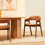 Santino Leather Dining Arm Chair - Tan / Walnut