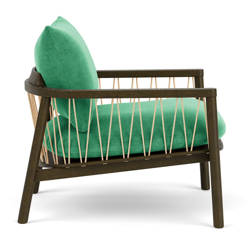 Moss Grass Green Fabric / Dark Walnut