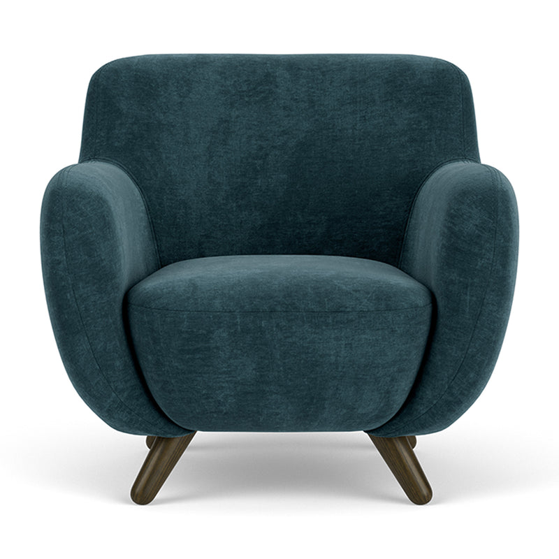 Danny Dust Blue Textured Weave / Dark Walnut