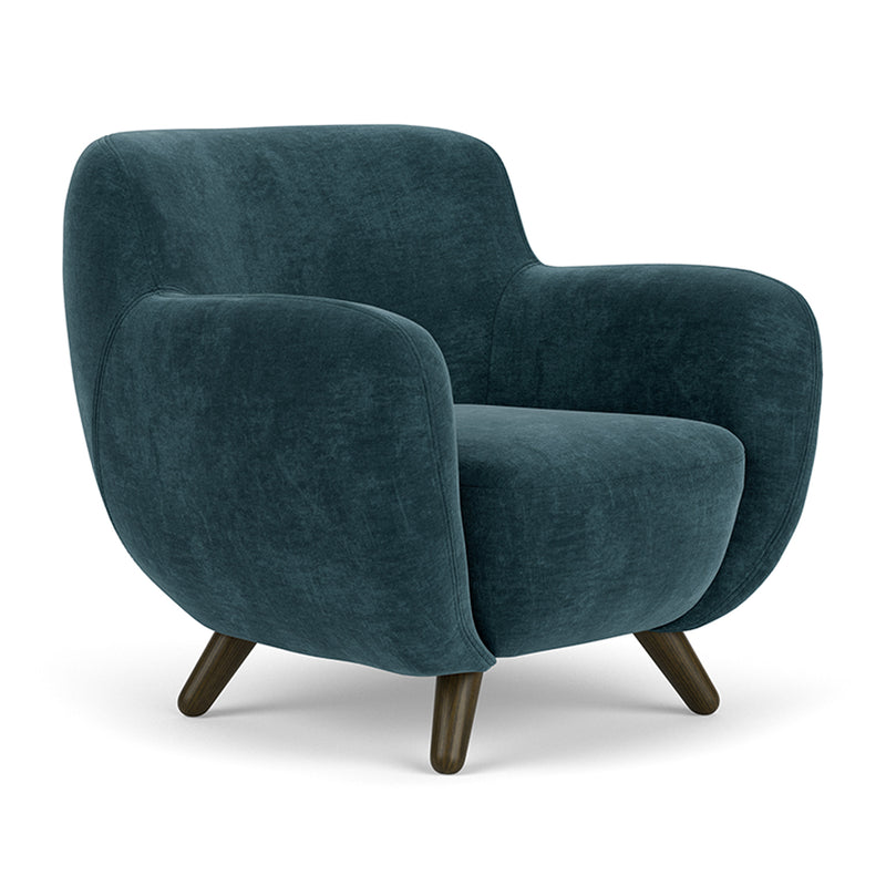 Danny Dust Blue Textured Weave / Dark Walnut