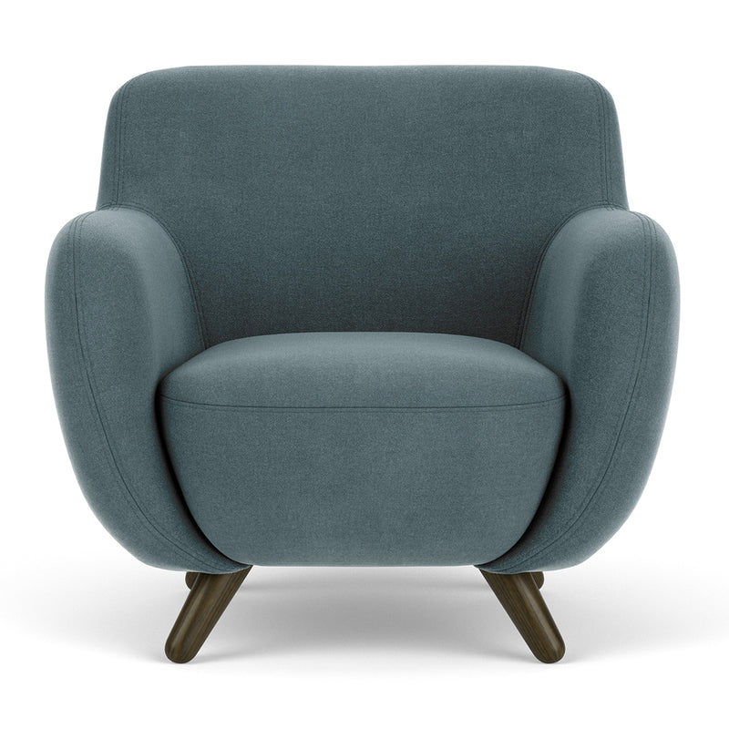 Forest Dust Blue Fabric / Dark Walnut