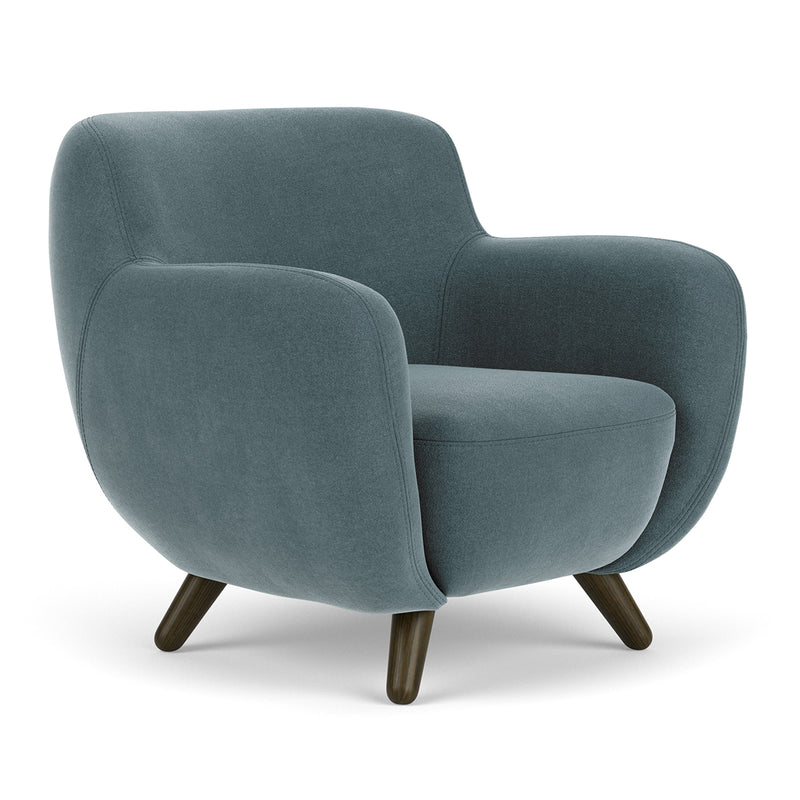 Forest Dust Blue Fabric / Dark Walnut