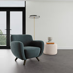 Forest Dust Blue Fabric / Dark Walnut