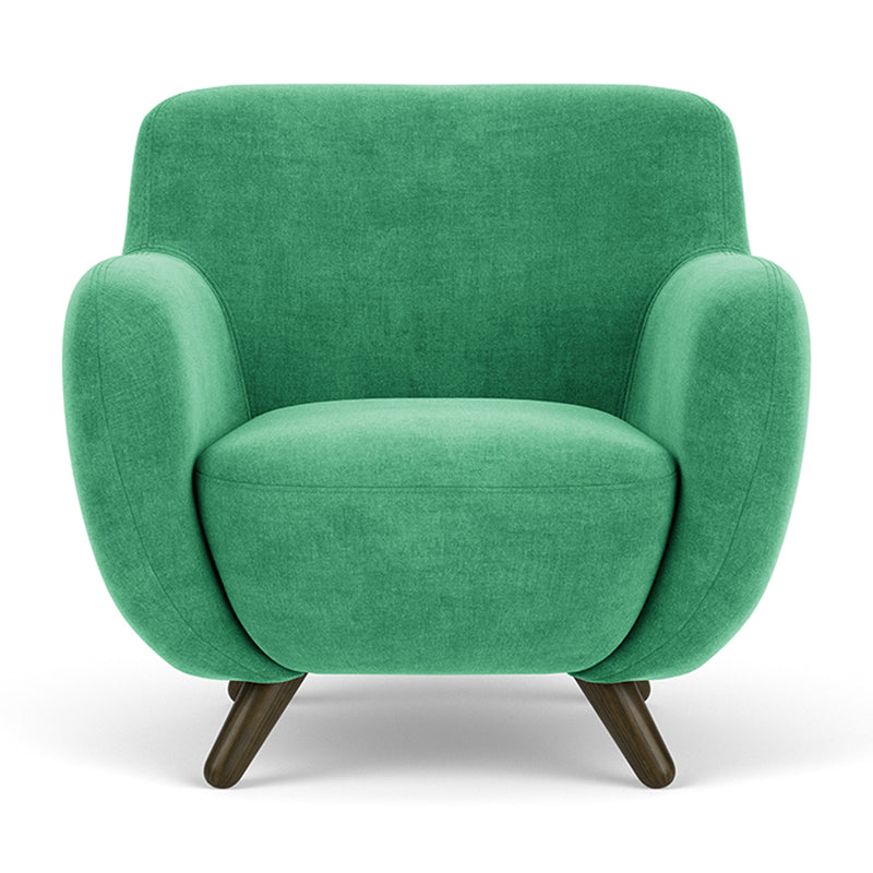 Moss Grass Green Fabric / Dark Walnut
