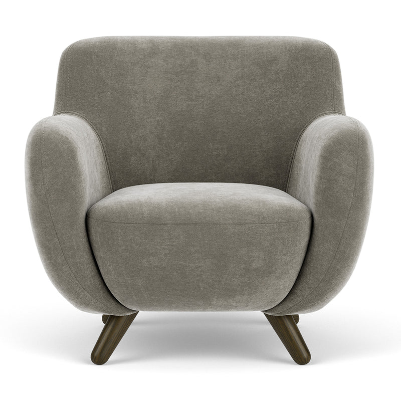 Planet Grey Green Fabric / Dark Walnut