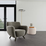 Planet Grey Green Fabric / Dark Walnut