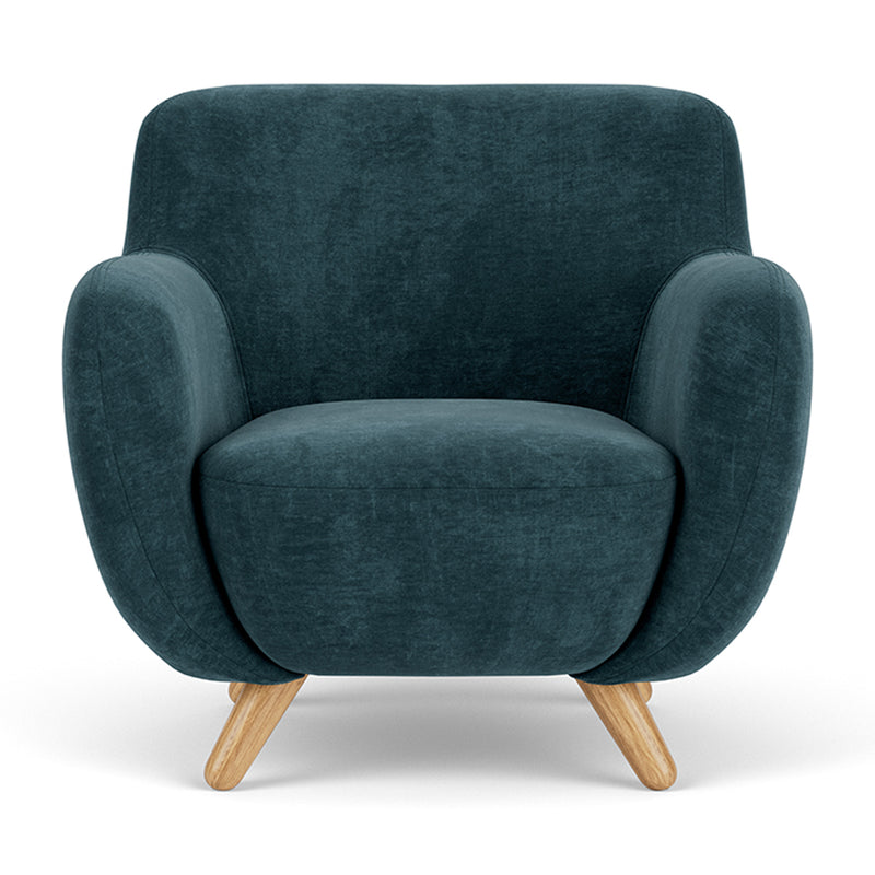 Danny Dust Blue Textured Weave / Oak