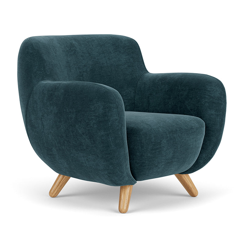 Danny Dust Blue Textured Weave / Oak