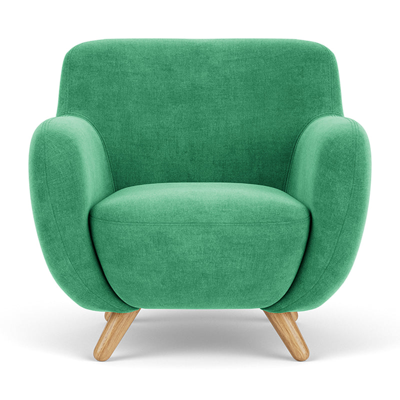 Moss Grass Green Fabric / Oak
