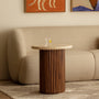 Cosmos Travertine Side Table (Walnut, Travertine) - Cosmos Travertine Side Table (Walnut, Travertine)