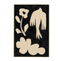 Life X MON Flower & Sparrow Art Print - Charcoal / Framed Canvas / 42 x 62cm