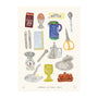 A Collection of Kitchen Objects Art Print - A4