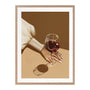 Glass of Shiraz Portrait Art Print - Oak Framed Print, With Matboard / 55 x 70cm
