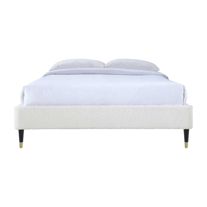 Mabel Boucle Queen Bed Frame (White)