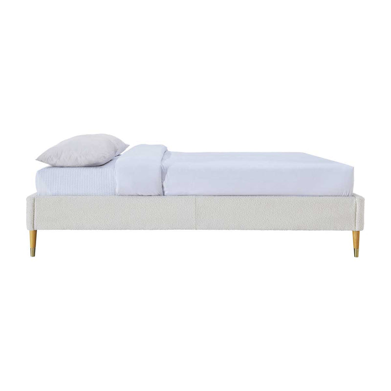 Mabel Boucle Queen Bed Frame (White)