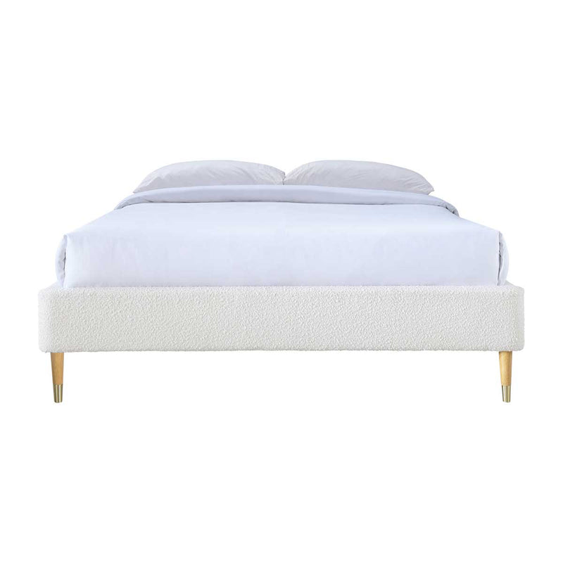 Mabel Boucle Queen Bed Frame (White)