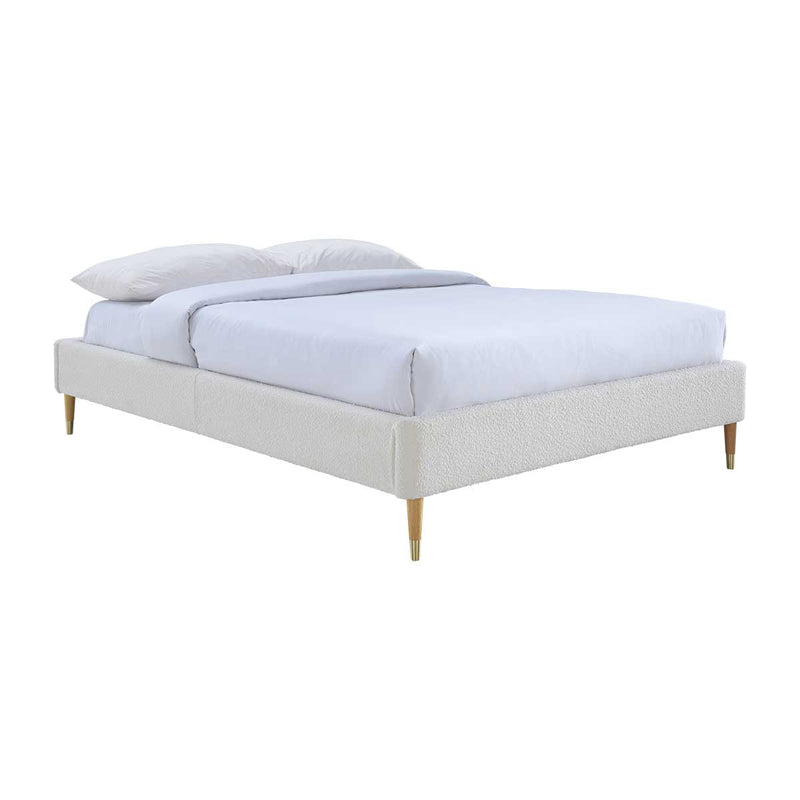 Mabel Boucle Queen Bed Frame (White)