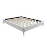 Mabel Fabric Queen Bed Frame (Cream)