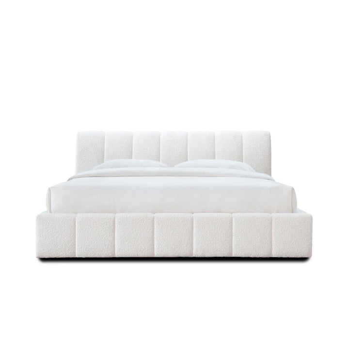 Allocco King Bed (White Boucle)