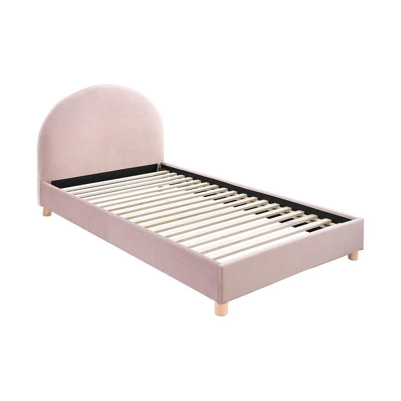 Archie Velvet King Single Bed (Blush)