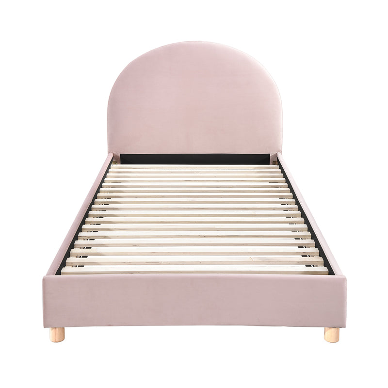 Archie Velvet King Single Bed (Blush)