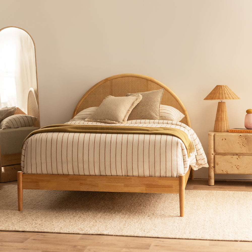 Avery Arch Rattan Double Bed (Oak)