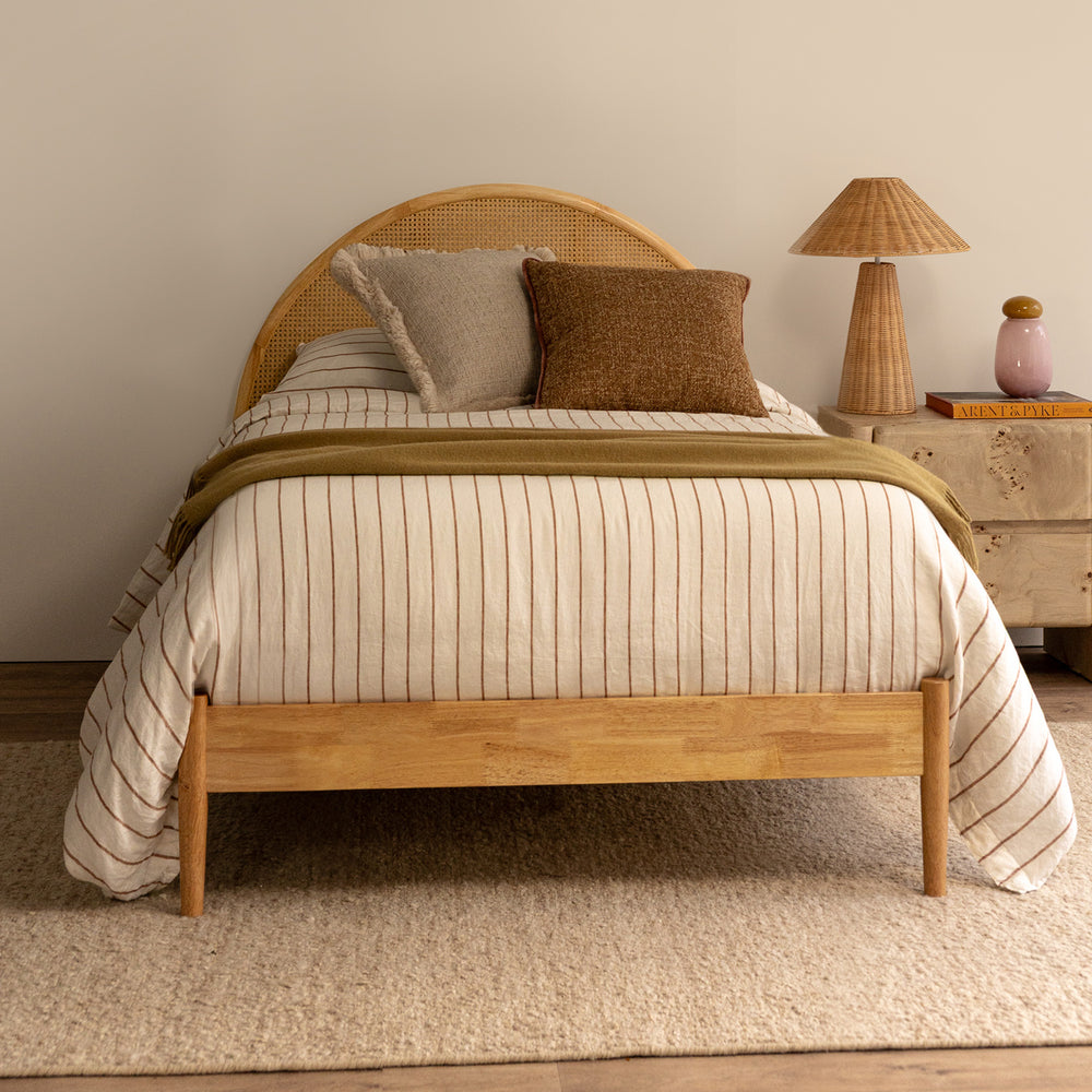Avery Arch Rattan King Single Bed (Oak)