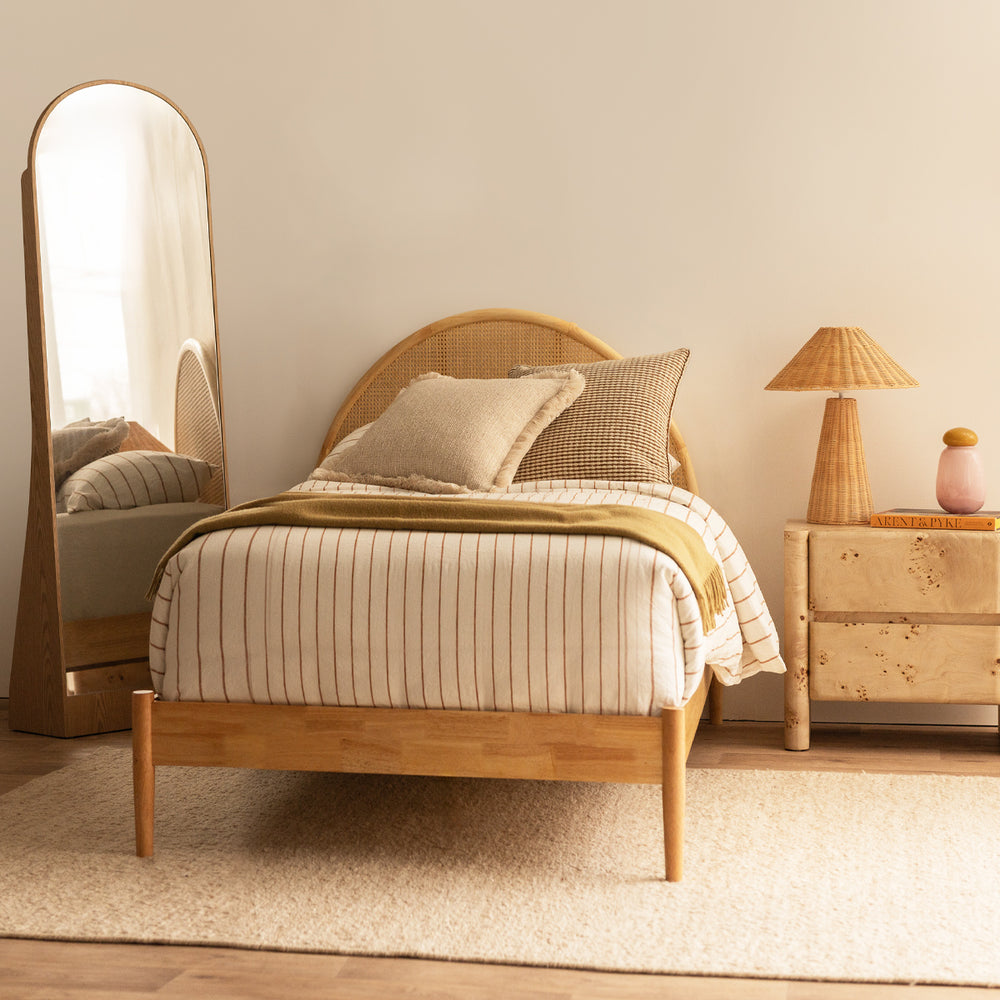 Avery Arch Rattan King Single Bed (Oak)