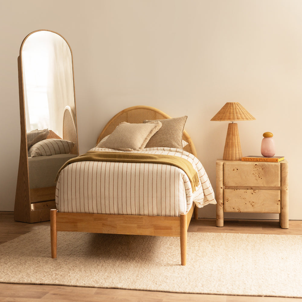 Avery Arch Rattan Single Bed (Oak)