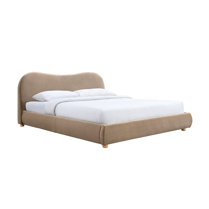 Cloud Velvet King Bed (Oak, Sapphire)