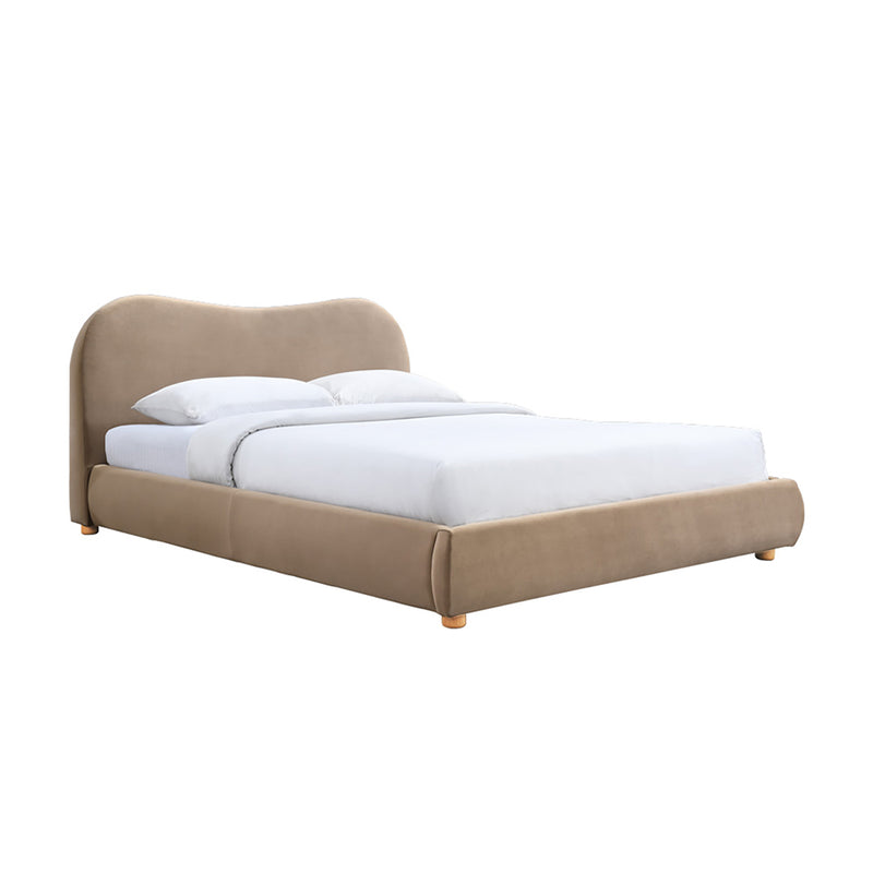 Cloud Velvet Queen Bed (Oak, Sapphire)