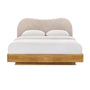 Cloud Timber Double Bed - Cream Textured Weave / Oak