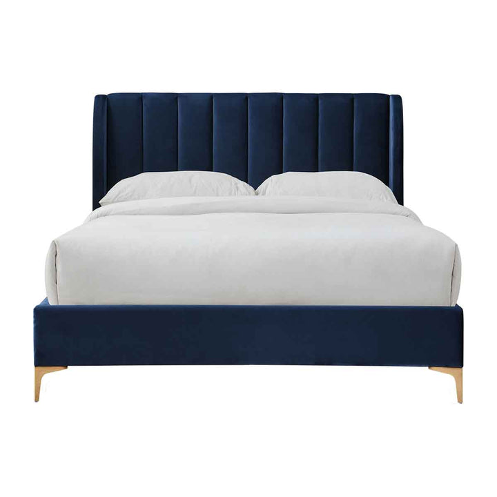 Georgia Velvet Double Bed (Navy)