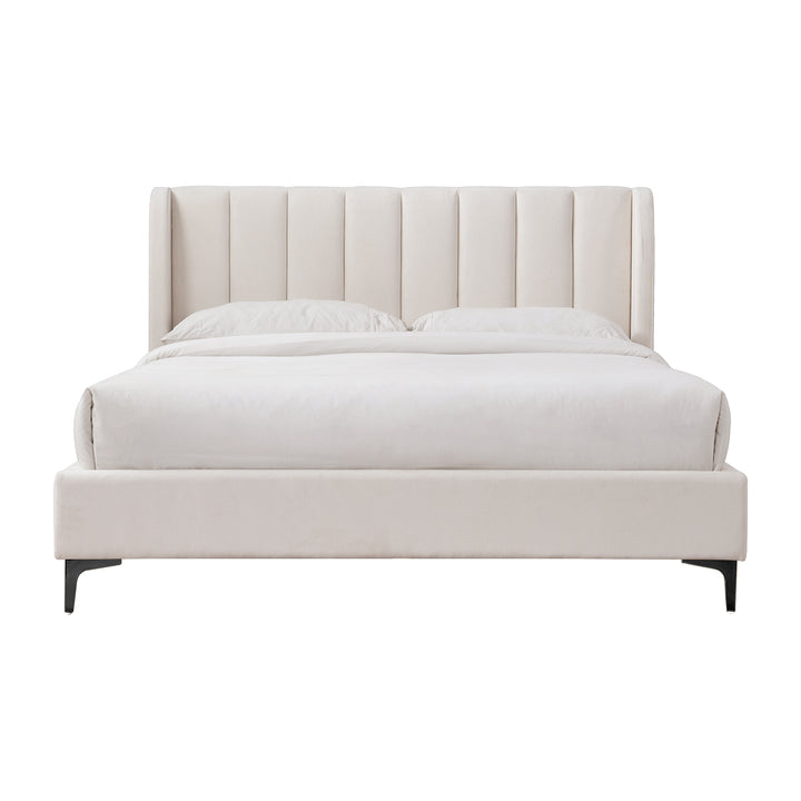 Georgia Fabric Queen Bed (Cream)