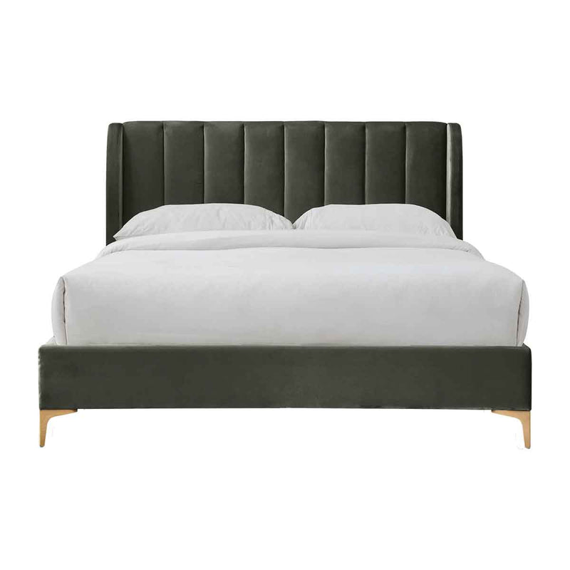 Georgia Velvet Queen Bed (Forest)